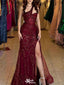 Shiny Red One-Shoulder Mermaid Long Prom Dress Ideas, Evening Party Dresses, WGP2010