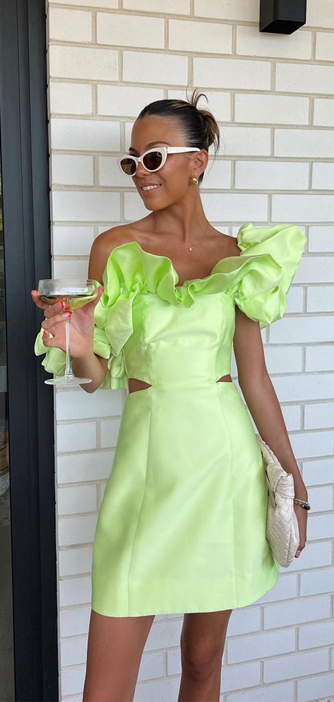 Elegant Light Green Off Shoulder Tight Popular Cheap Short Homecoming Dresses, EPT293