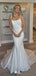 Simple Square Mermaid Long With Trailing Flower Lace Popular Bridal Long Wedding Dresses, WDH159