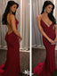 Sexy Red V-Neck Spaghetti Strap Mermaid Long Sleeveless Long Party Prom Dresses,Evening Dress Online, WGP801