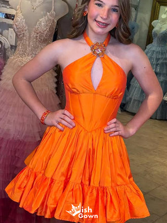 Sexy Halter A-line Short Mini Homecoming Dress,EPT597