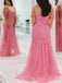 Cute Pink Off Shoulder Mermaid Long Sleeveless Long Party Prom Dresses,Evening Dress Online, WGP800