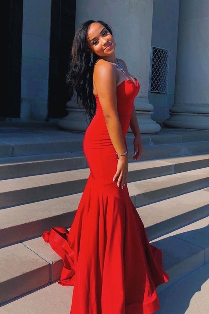 Sexy Red Mermaid Sweetheart Maxi Long Party Prom Dresses, Evening Dress,WGP276