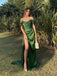 Sexy Moss Green Mermaid Off Shoulder Side Slit Maxi Long Party Prom Dresses,Evening Dresses,WGP310
