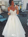 Elegant Spaghetti Straaps V Neck Applique Popular Bridal Long Wedding Dresses, WDH103