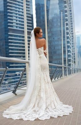 Gorgeous Mermaid Sweetheart Off Shoulder Sleeveless Applique Popular Bridal Long Wedding Dresses, WDH123