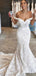 Sexy Mermaid Off Shoulder V Neck Sleeveless With Trailing Applique Popular Bridal Long Wedding Dresses, WDH127