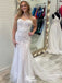 Romantic Sweetheart Sleeveless With Trailing Lace Popular Bridal Long Wedding Dresses, WDH145