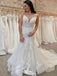 Sexy Spaghetti Straps V Neck Sleeveless With Trailing Lace Popular Bridal Long Wedding Dresses, WDH148