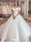 Elegant Off Shoulder Beads With Trailing Popular Bridal Long Wedding Dresses, WDH085