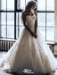 Elegant Strapless Lace Applique Popular Bridal Long Wedding Dresses, WDH086