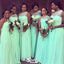 Gorgeous Fresh Green A-Line Off Shoulder Sweetheart Cheap Maxi Long Wedding Guest Bridesmaid Dresses,WGM202