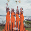 Popular Burnt Orange Mermaid One Shoulder Side Slit Cheap Maxi Long Wedding Guest Bridesmaid Dresses,WGM205