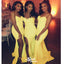 Sexy Yellow Mermaid V Neck Spaghetti Straps Popular Cheap Maxi Long Wedding Guest Bridesmaid Dresses,WGM211