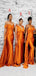 Mismatched Burnt Orange Mermaid Sleeveless Popular Cheap Maxi Long Wedding Guest Bridesmaid Dresses,WGM302