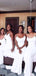 Simple White Mermaid Spaghetti Straps Sleeveless Popular Cheap Maxi Long Wedding Guest Bridesmaid Dresses,WGM321