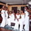 Simple White Mermaid Spaghetti Straps Sleeveless Popular Cheap Maxi Long Wedding Guest Bridesmaid Dresses,WGM321