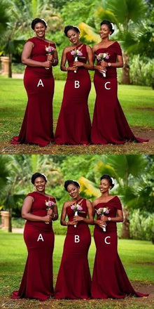 Mismatched Mermaid One Shoulder Sleeveless Popular Cheap Maxi Long Wedding Guest Bridesmaid Dresses,WGM339