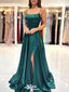 Sexy A-Line Spaghetti Straps Side Slit Floor-Length Backless Sleeveless Prom Dresses,Wedding Guest Gowns,WGP319