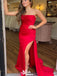 Sexy Red Mermaid Strapless Side Slit Sleeveless Lace Up Maxi Long Party Prom Gowns,Evening Dresses,WGP399