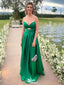 Sexy Emerald Green A-Line Strapless Sleeveless Maxi Long Party Prom Gowns,Evening Dresses,WGP400