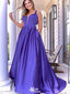 Elegant Purple A-Line Spaghetti Straps V Neck Sleeveless Cheap Maxi Long Party Prom Gowns,Evening Dresses,WGP411