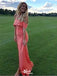 Charming Orange Mermaid Strapless Off Shoulder Sleeveless Side Slit Cheap Maxi Long Party Prom Gowns,Evening Dresses,WGP478