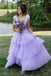 Gorgeous Light Purple A-line Straps V Neck Sleeveless Ruffle Sequin Cheap Maxi Long Party Prom Gowns,Evening Dresses,WGP484