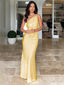 Elegant Champagne Mermaid One Shoulder Sleeveless Cheap Maxi Long Party Prom Gowns,Evening Dresses,WGP494