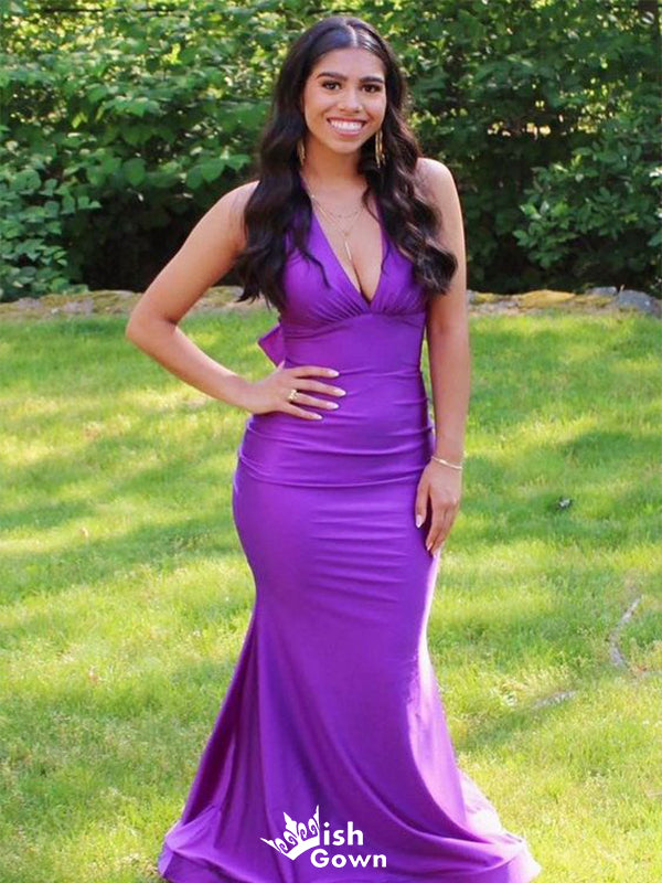 Sexy Purple Mermaid Halt V Neck Sleeveless Cheap Maxi Long Party Prom Wish Gown Sexy Purple Mermaid Halt V Neck Sleeveless Cheap Maxi Long Party Prom Wish Gown