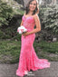 Gorgeous Pink Mermaid Sweetheart Sleeveless Lace Cheap Maxi Long Party Prom Gowns,Evening Dresses,WGP516