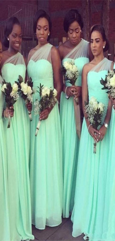 Gorgeous Fresh Green A-Line Off Shoulder Sweetheart Cheap Maxi Long Wedding Guest Bridesmaid Dresses,WGM202