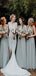 Elegant A-Line V Neck Straps Popular Cheap Maxi Long Wedding Guest Bridesmaid Dresses,WGM233