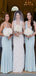 Mismatched Light Blue Mermaid Popular Cheap Maxi Long Wedding Guest Bridesmaid Dresses,WGM243
