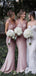 Elegant Dusty Pink Mermaid Straps Popular Cheap Maxi Long Wedding Guest Bridesmaid Dresses,WGM246