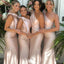 Classy Champagne One Shoulder Satin Bridesmaid Dress with Bow Knot,WGM474