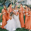 Elegant Orange High-Neck Sleeveless Mermaid Long Bridesmaid Dresses Online,WGM461