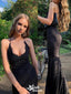 Sexy Black Mermaid Spaghetti Straps Backless Party Prom Dresses,Evening Dresses,WGP304