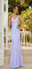 Elegant Lilac Mermaid Spaghetti Straps V Neck Applique Lace Maxi Long Party Prom Gowns,Evening Dresses,WGP383