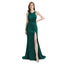 Mismatched Dark Green Mermaid Soft Satin Long Slits Bridesmaid Dresses, WGM116