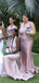 Mismatched Pink Mermaid Halter Maxi Long Wedding Guest Bridesmaid Dresses,WGM187