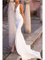 Simple White Mermaid Deep V-neck Backless Party Prom Dresses,Evening Dresses,WGP301