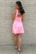 Elegant Pink Mermaid Straps Square Sleeveless Cheap Short Homecoming Dresses, EPT139