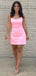 Elegant Pink Mermaid Straps Square Sleeveless Cheap Short Homecoming Dresses, EPT139