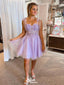 Elegant Purple Straps Sweetheart Sleeveless Applique Cheap Short Homecoming Dresses, EPT147