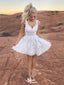 Charming Straps V Neck Sleeveless Lace Cheap Short Homecoming Dresses, EPT164