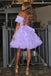 Gorgeous Lavender Off Shoulder Sweetheart Sleeveless Lace Up Cheap Short Homecoming Dresses, EPT167