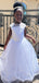 Cute Round The Neck Illusion Applique Ball Gown Little Long Flower Girl Dresses, Wedding Flower Girl Dresses, FGD028