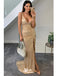 Sexy Gold Mermaid Side Slit Maxi Long Party Prom Dresses, Evening Dress,WGP274