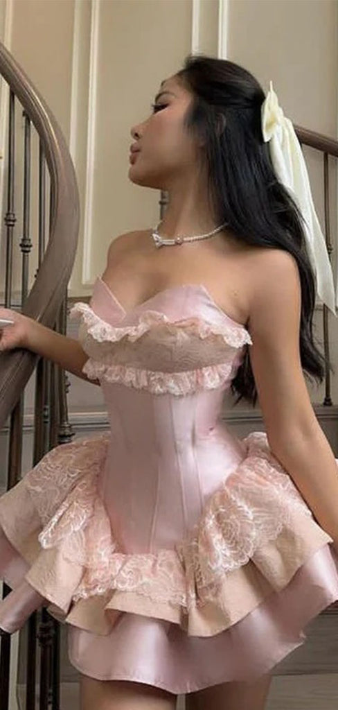 Elegant Pink Sweetheart A-Line Short Homecoming Dresses For Birthday Party, EPT708